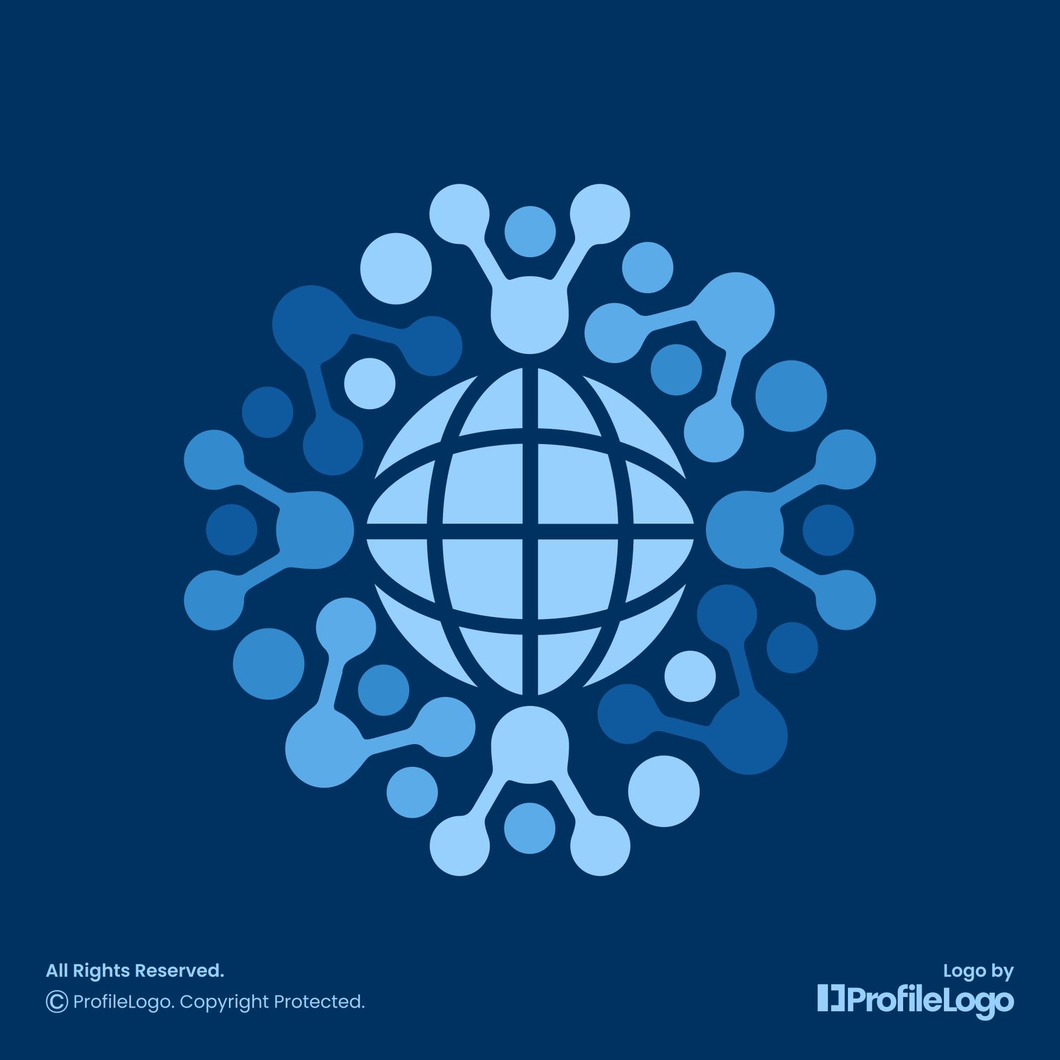 Globe data science technology logo by ProfileLogo with dark blue background