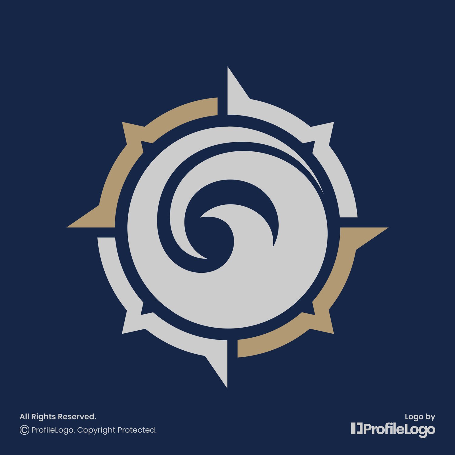 Luxury nautical wave compass logo by ProfileLogo with dark blue background
