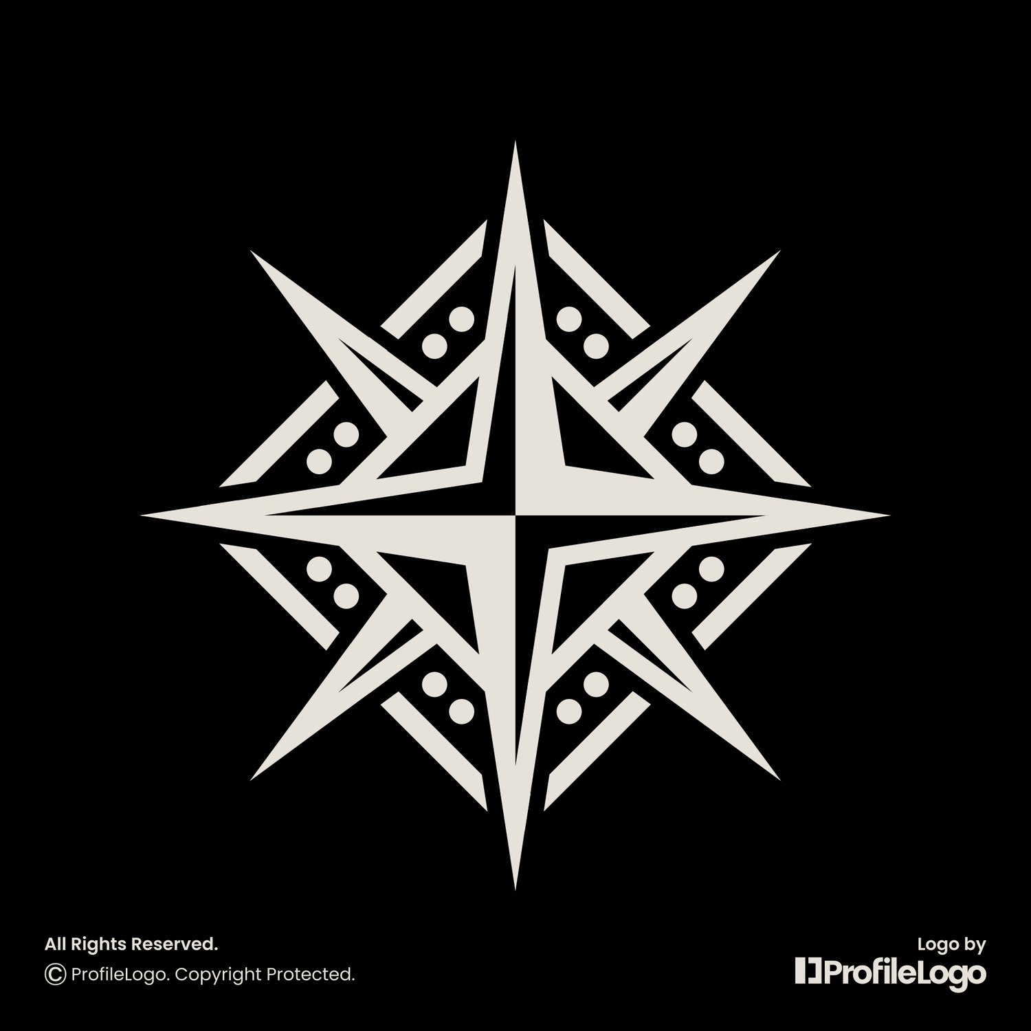 Decorative abstract travel compass logo by ProfileLogo with black background