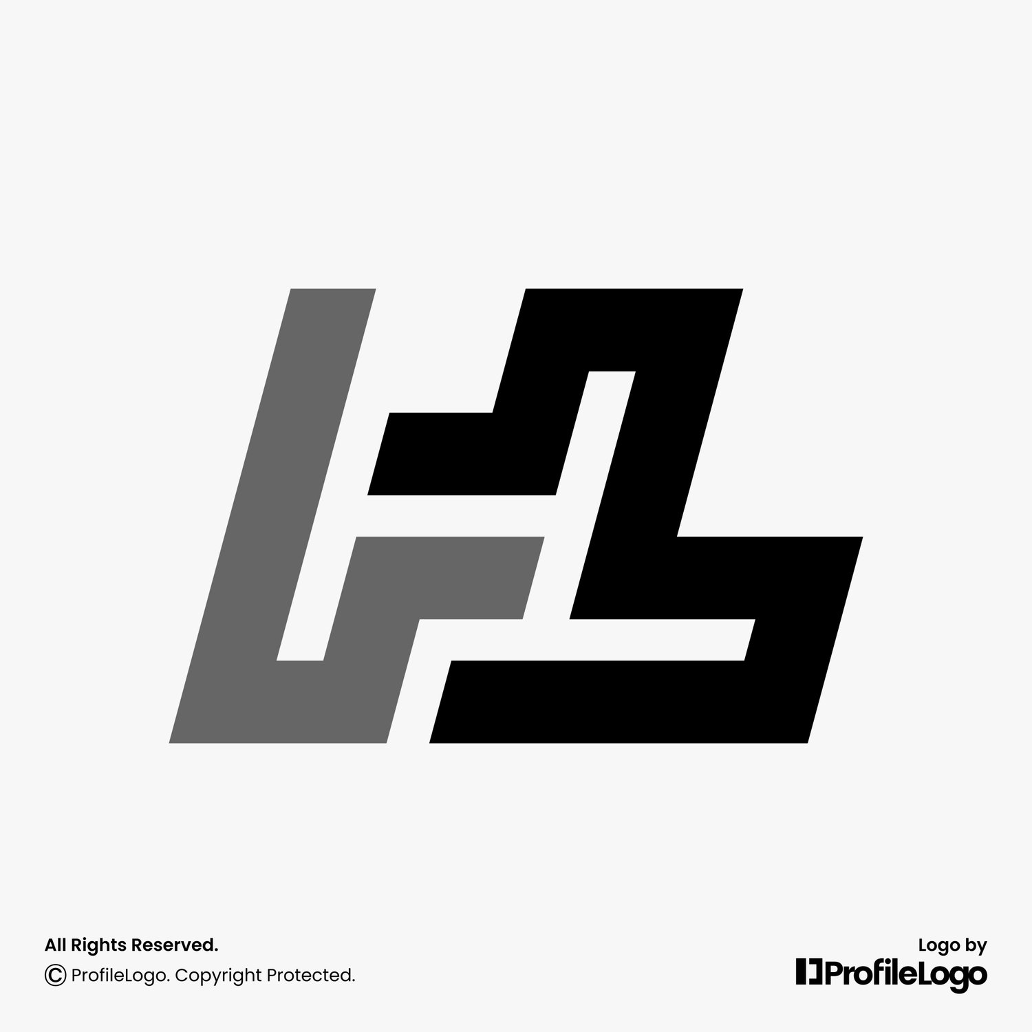 Minimalist abstract letter HL logo by ProfileLogo with light grey background