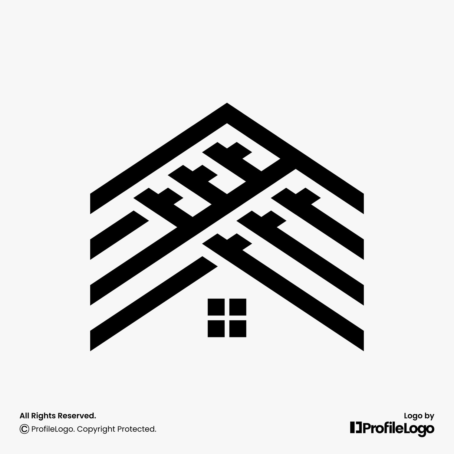 Stylish line building home roof logo by ProfileLogo with light grey background