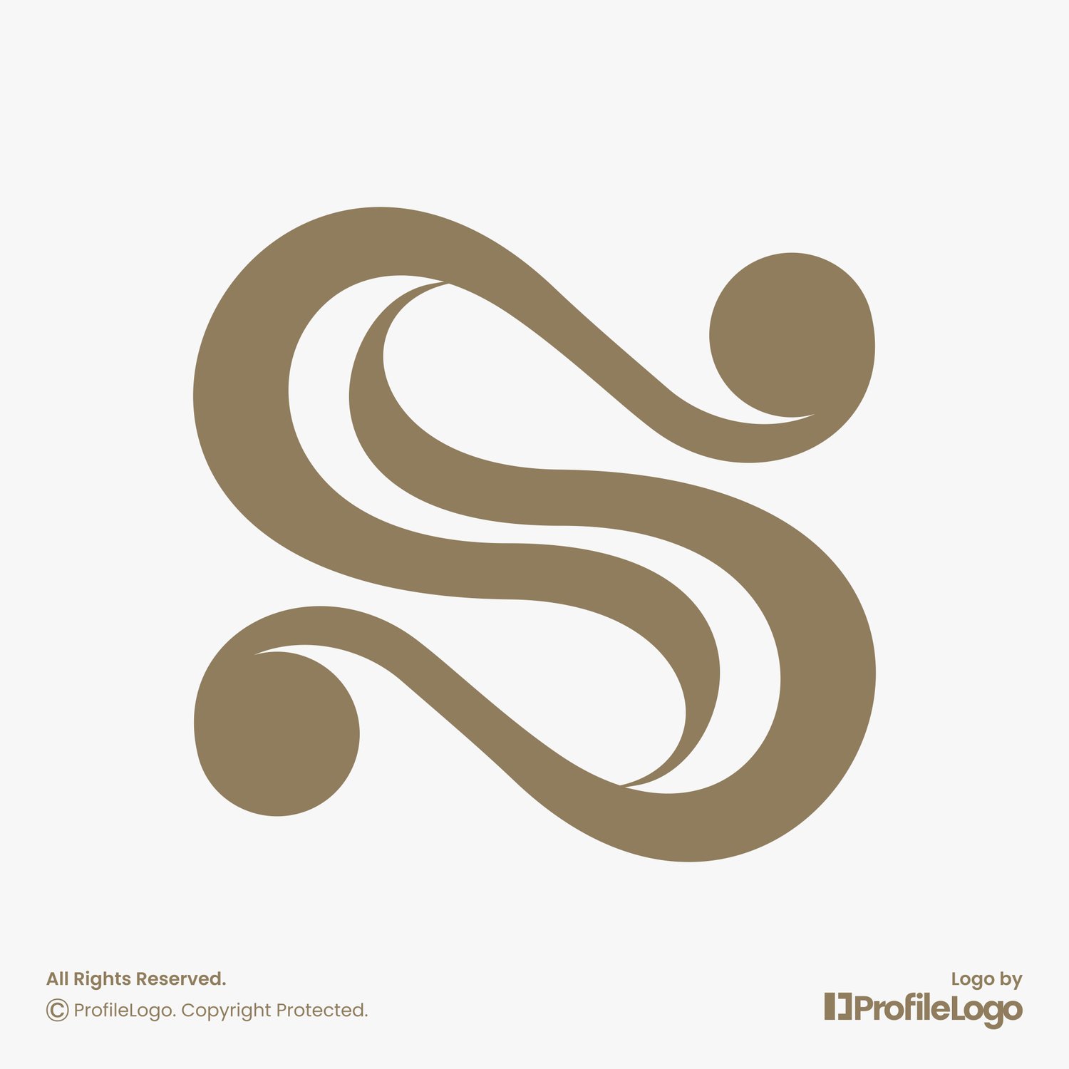 Luxury abstract swoosh letter S logo by ProfileLogo with light grey background
