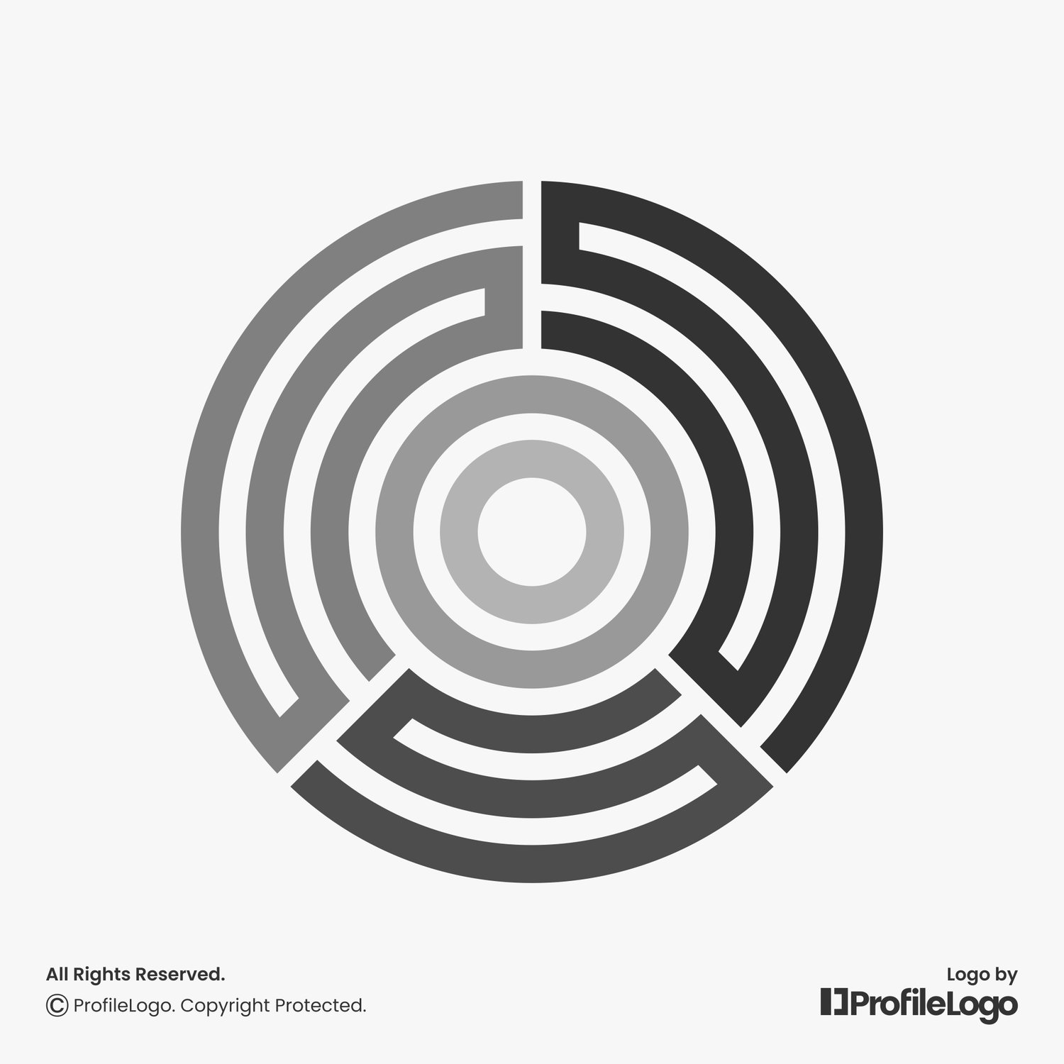 Modern line circle letter SSS logo by ProfileLogo with light grey background