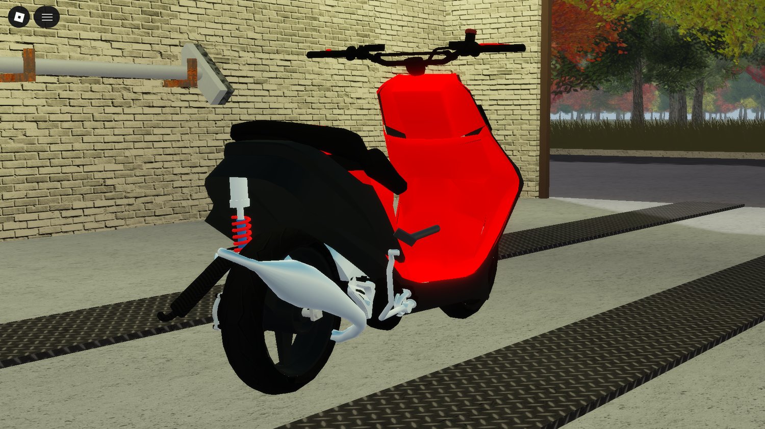 Roblox pasola scooter vehicle driving through city street environment