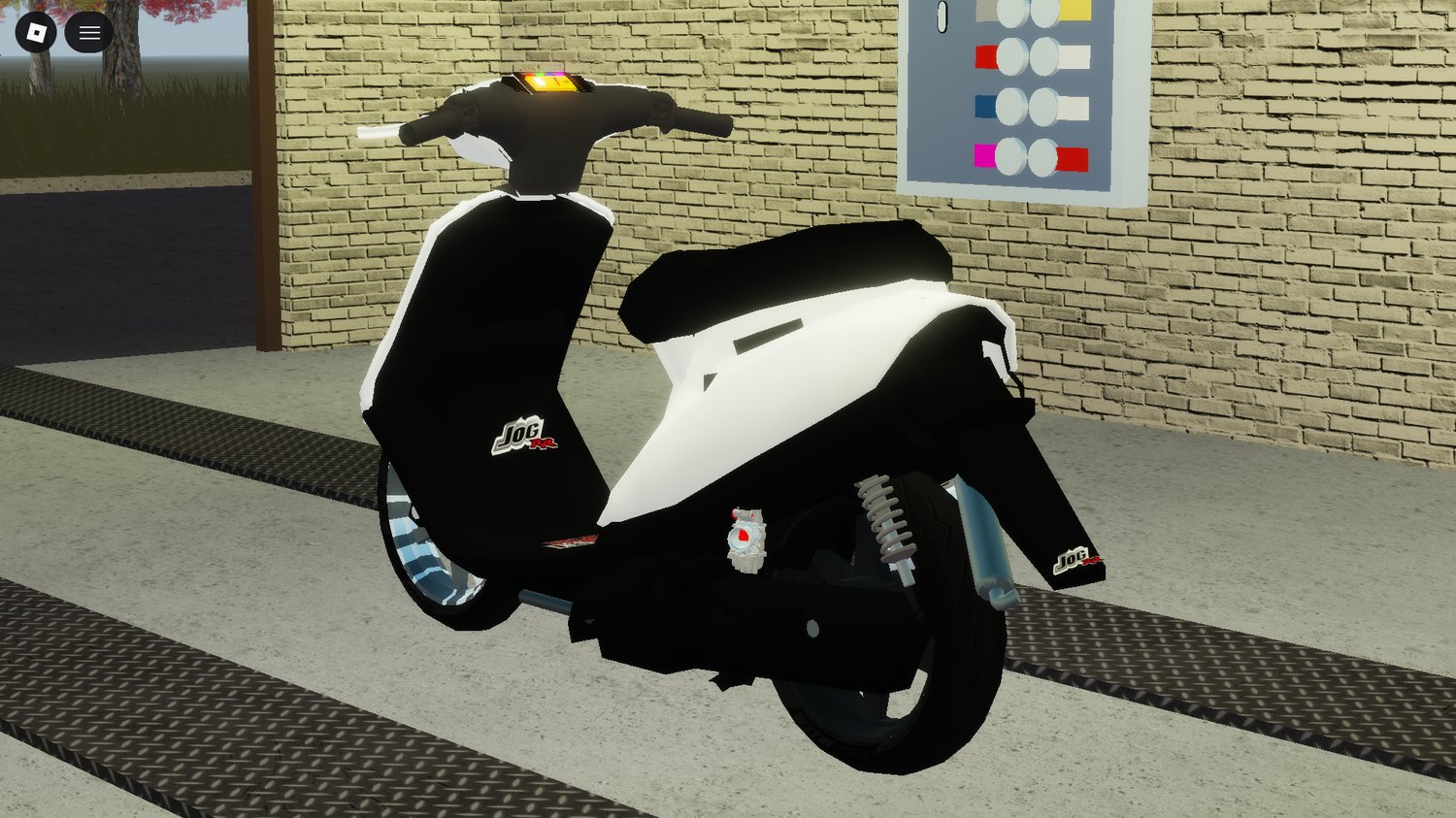 Roblox pasola scooter parked on city street environment