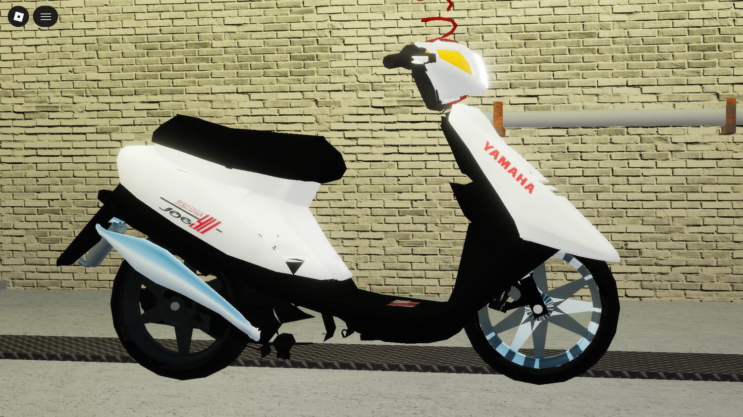 Small street scooter used as decoration in Roblox city scene