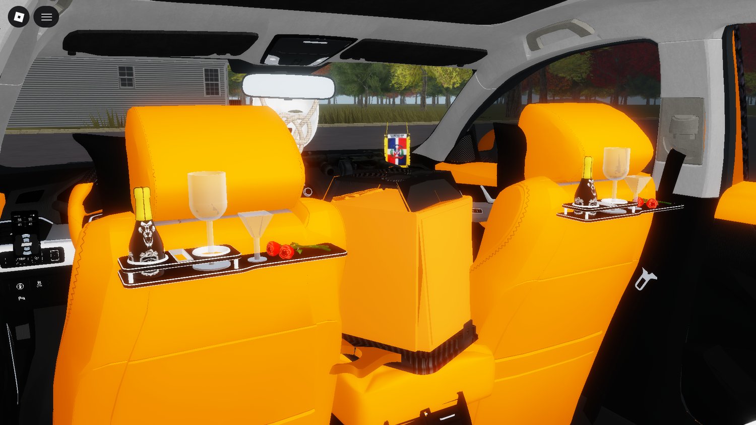 Premium sedan driving through immersive Roblox city environment