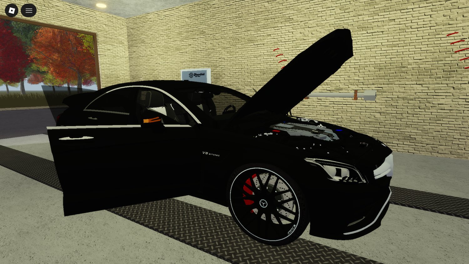 High-performance luxury car driving through modern city environment