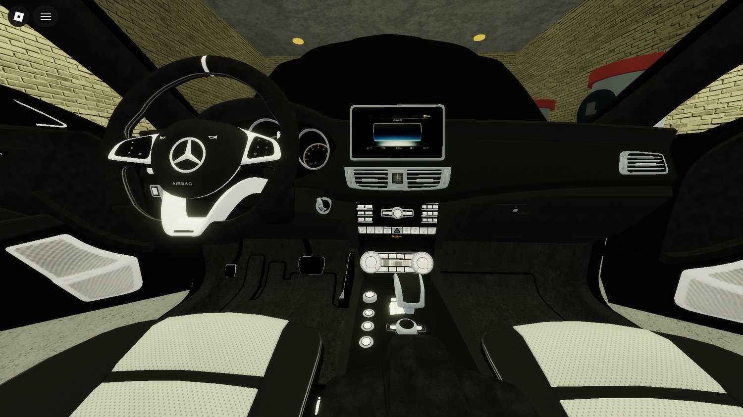 Roblox Mercedes CLS63 AMG performance sedan with openable doors