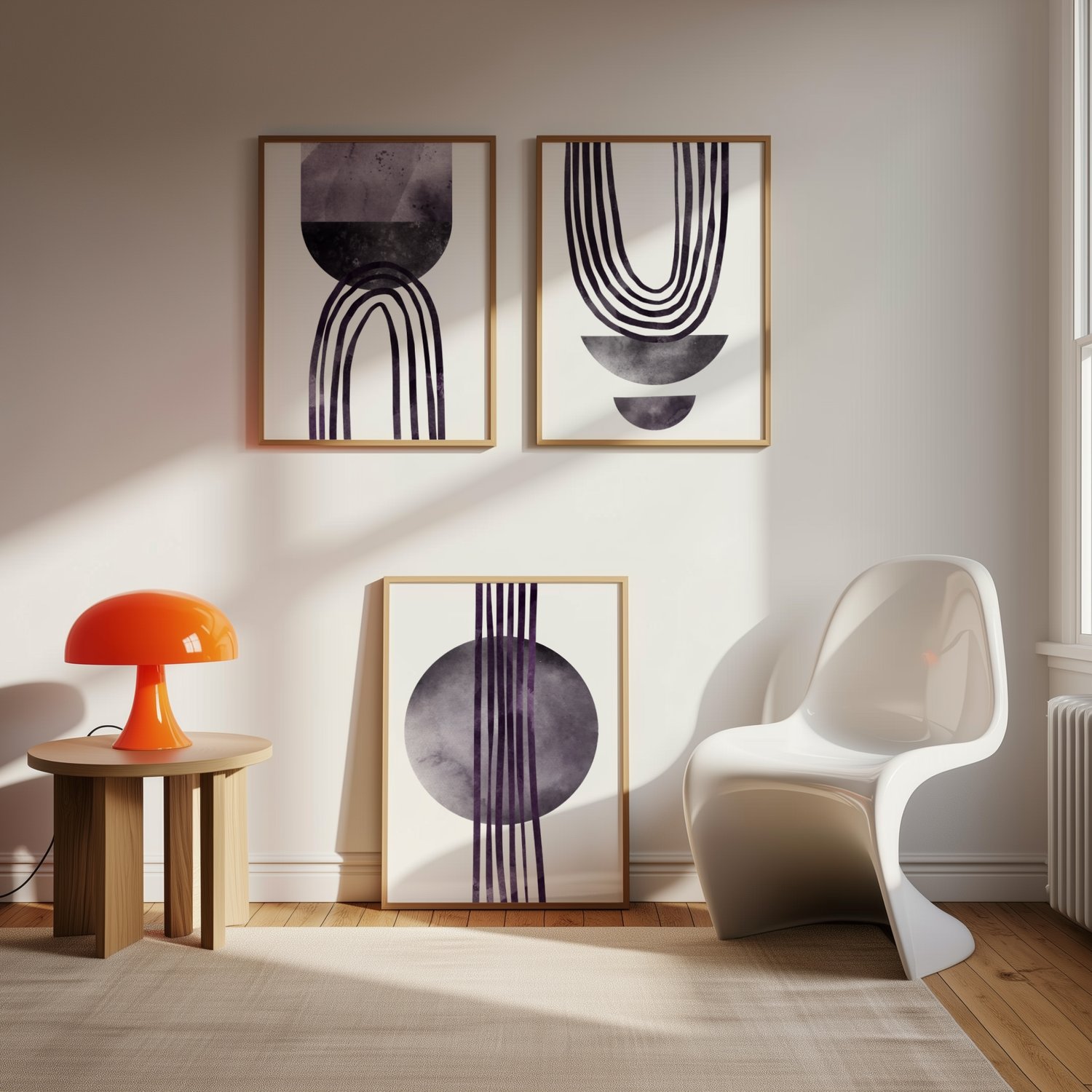 Abstract Wall Art Set of 3 | Boho Minimalist Prints | Modern Neutral ...