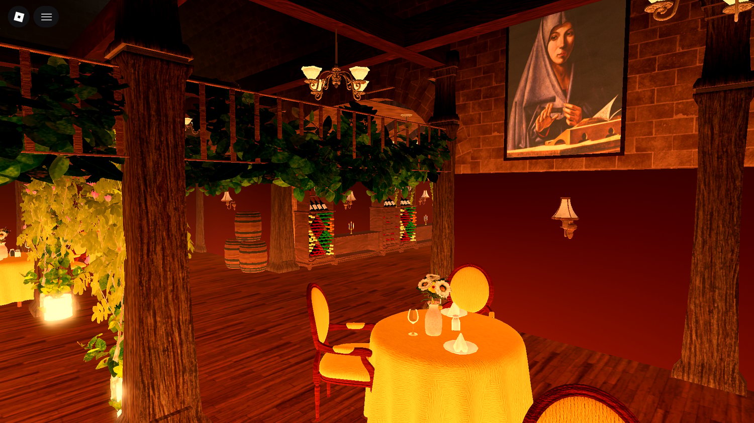 Detailed Italian restaurant bar with bartender Roblox