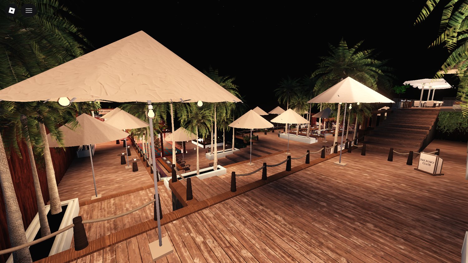 Roblox seaside nightlife bar with music playing