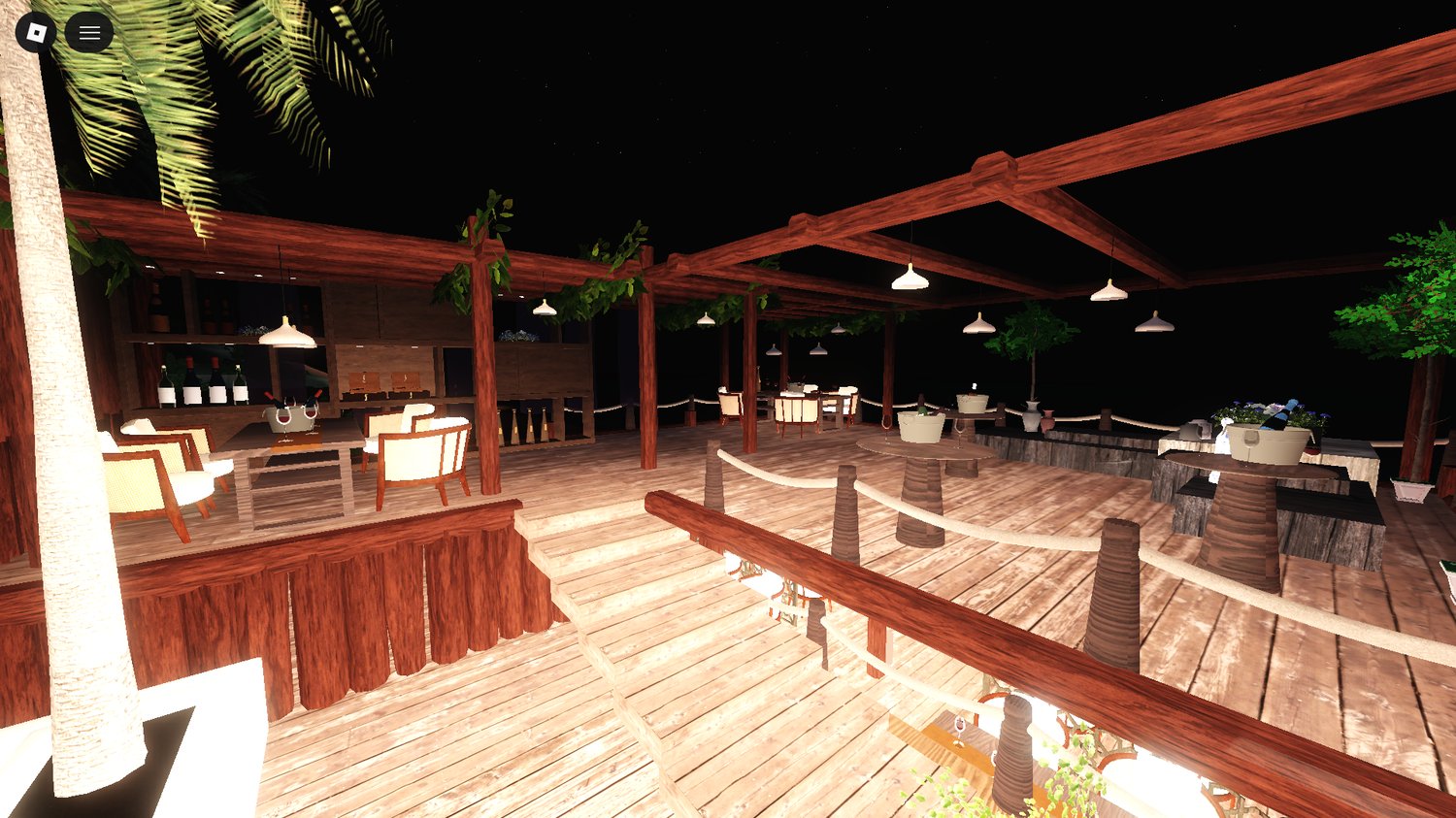 Roblox beach bar interior with bartender system