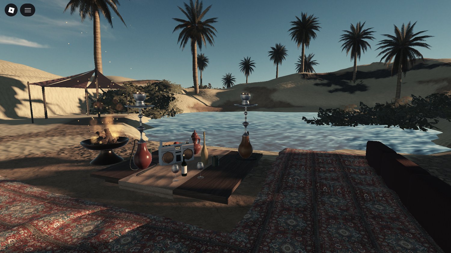 Authentic oasis desert setting Roblox environment