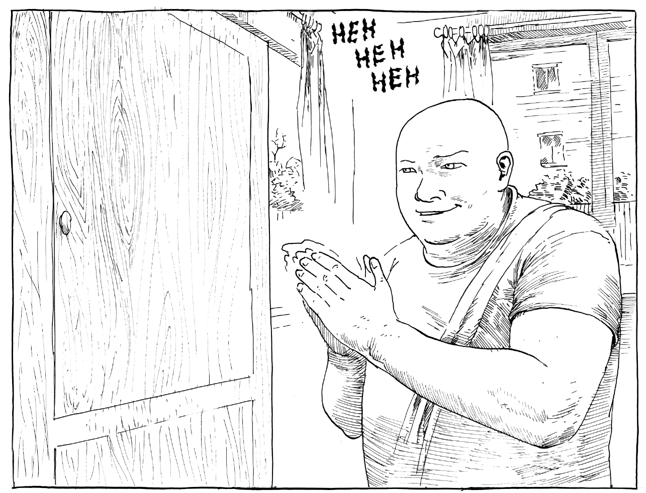 comic panel, koomiks, dip pen ink, bald, eesti koomiks