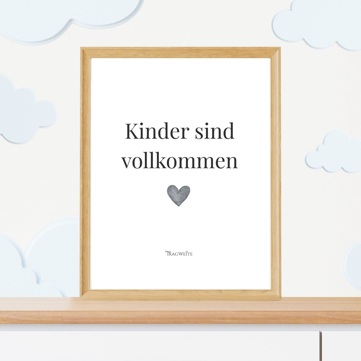 Poster „Kinder sind vollkommen" Schwarz-Weiß im Kinderzimmer – tintensparsames Printable für Freilernerfamilien