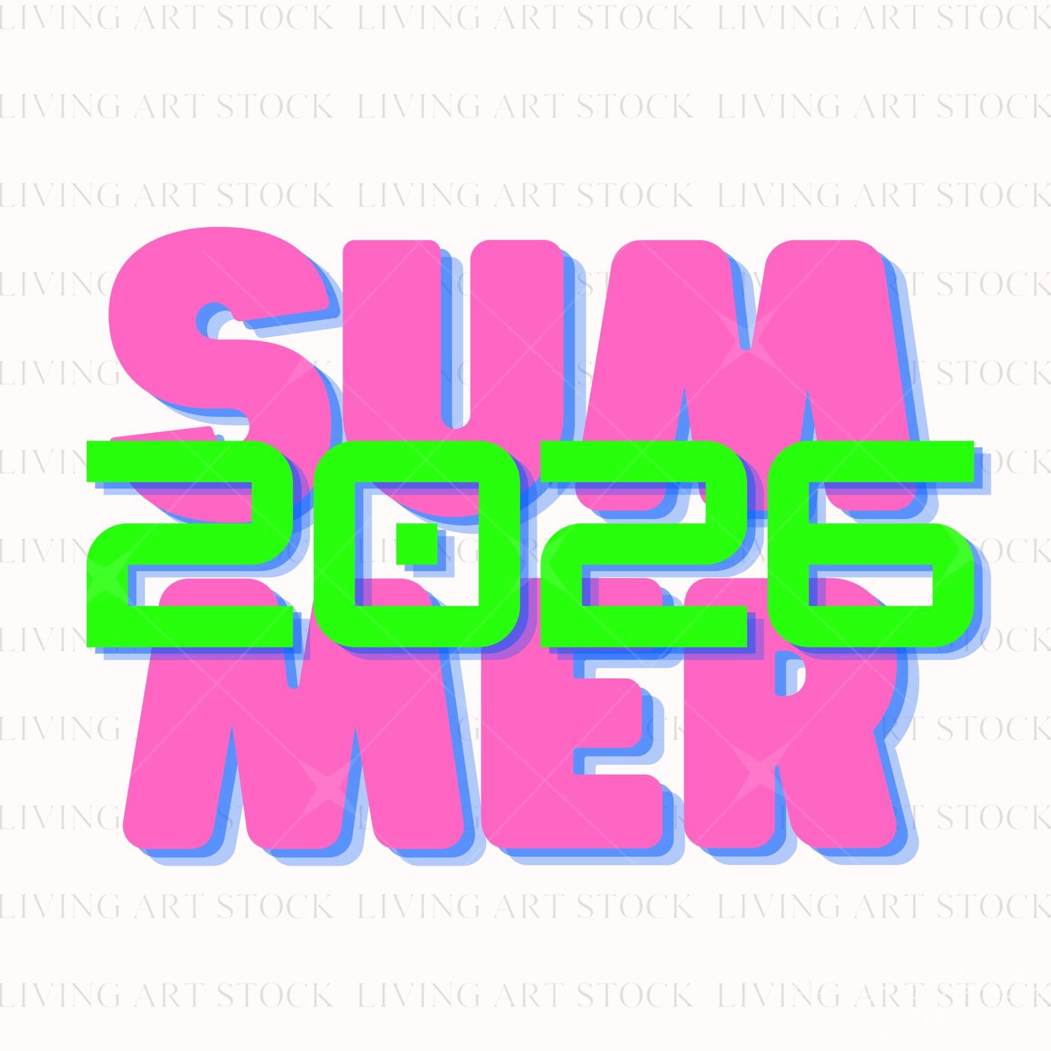 Summer 2026 neon pink and green transparent png graphic