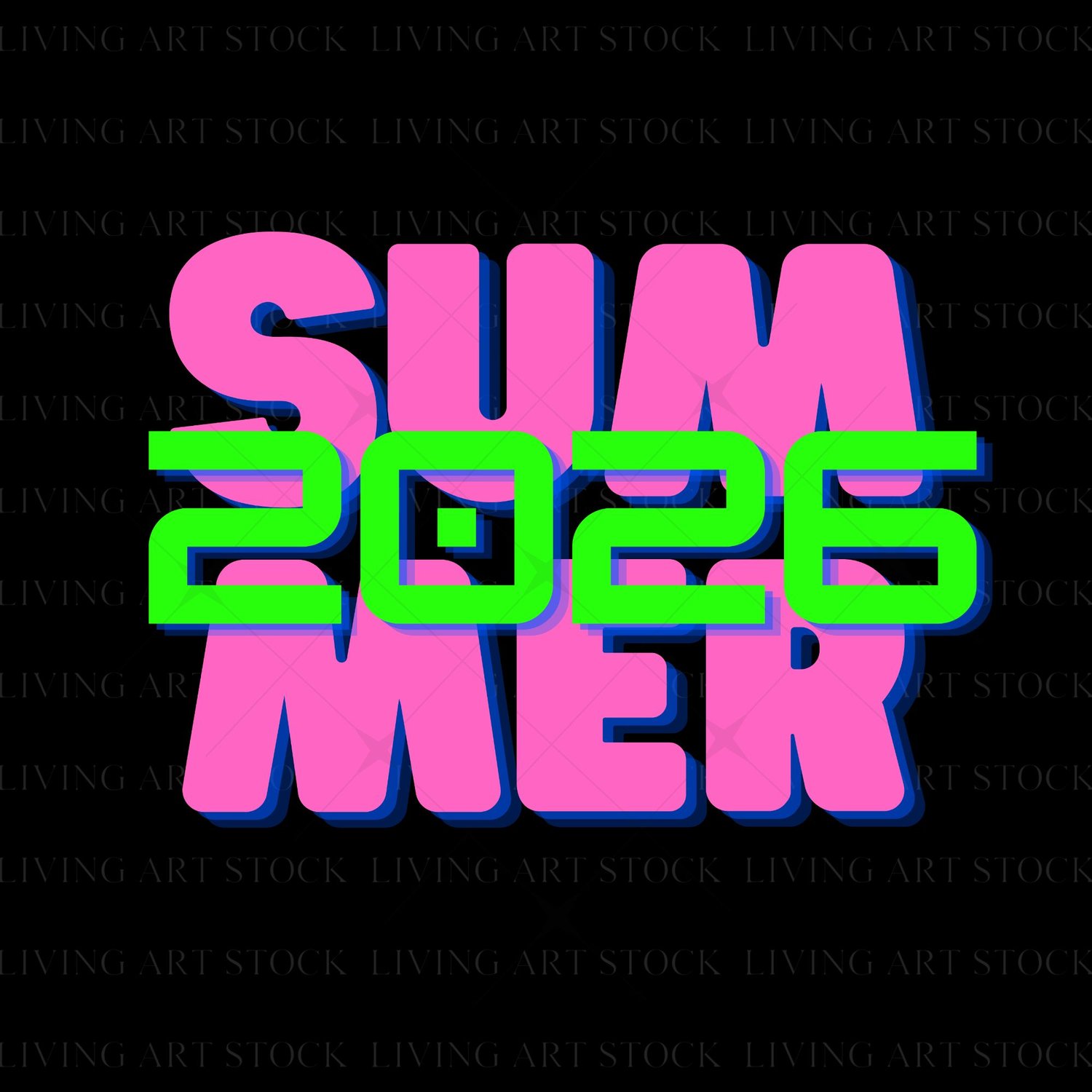 Summer 2026 neon pink and green transparent png graphic