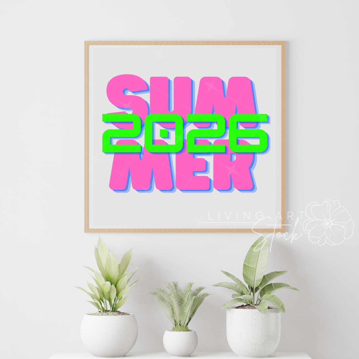 Summer 2026 neon pink and green wall art printable