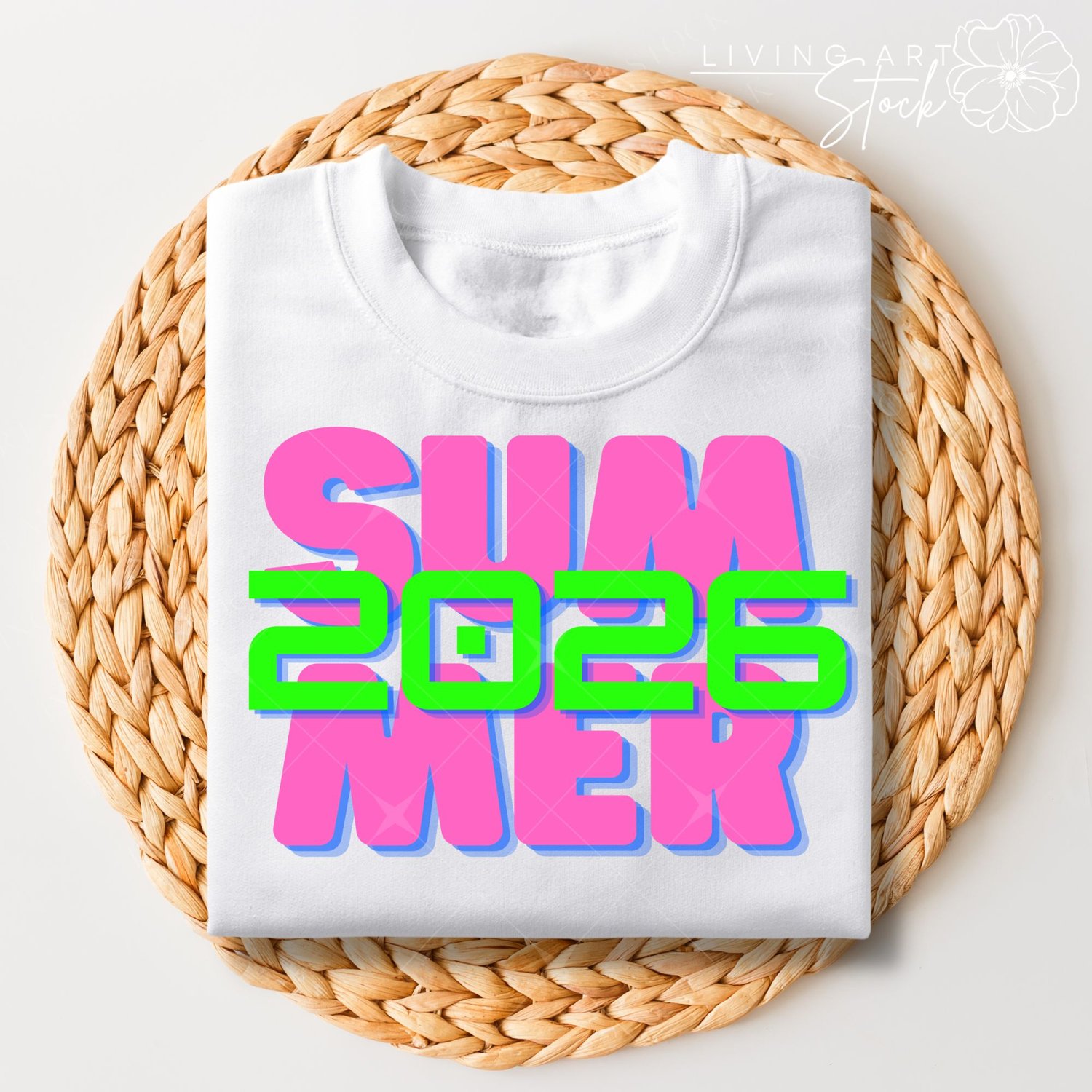 Summer 2026 neon pink and green tshirt design