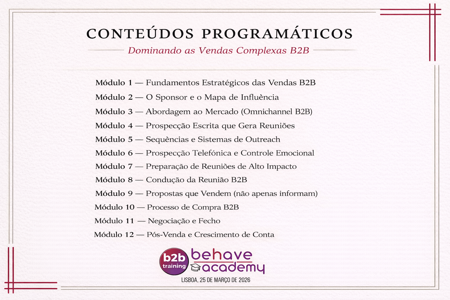 Conteúdos programaticos Mentoria Vendas B2B