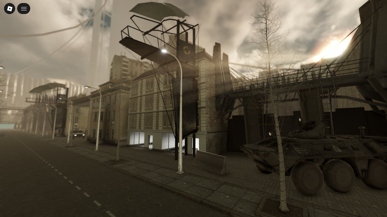 Sci fi ruined city Roblox exploration map