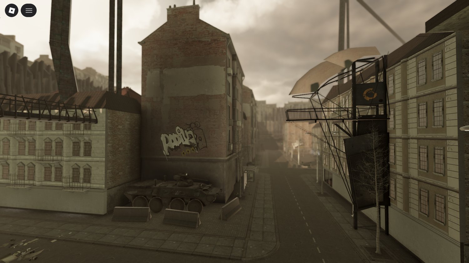 Destroyed city ruins Roblox sci fi environment