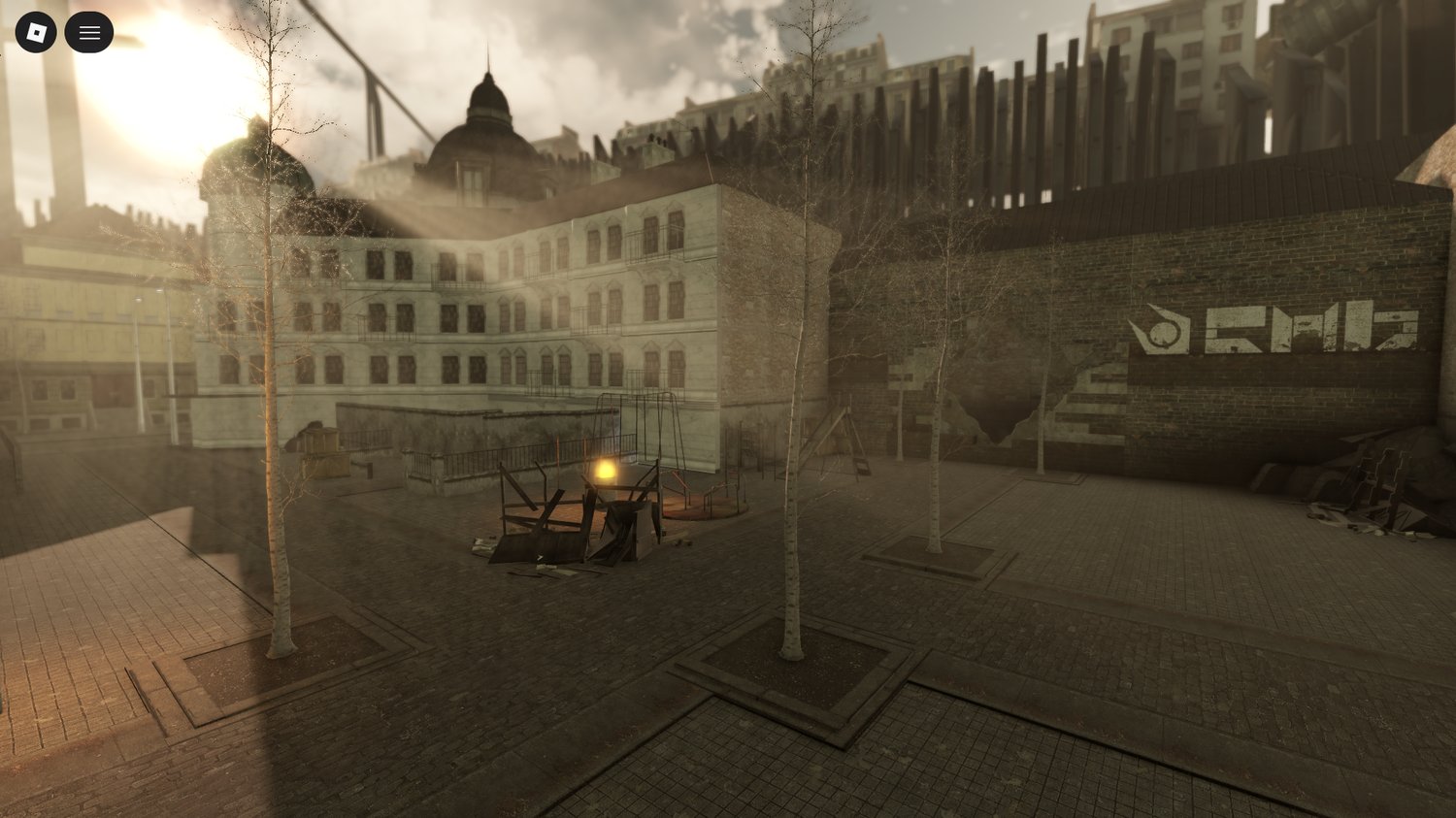 Destroyed city ruins Roblox sci fi environment