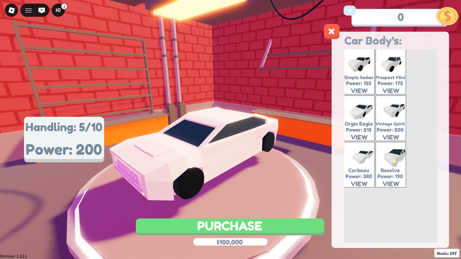 Roblox racing game with car store system