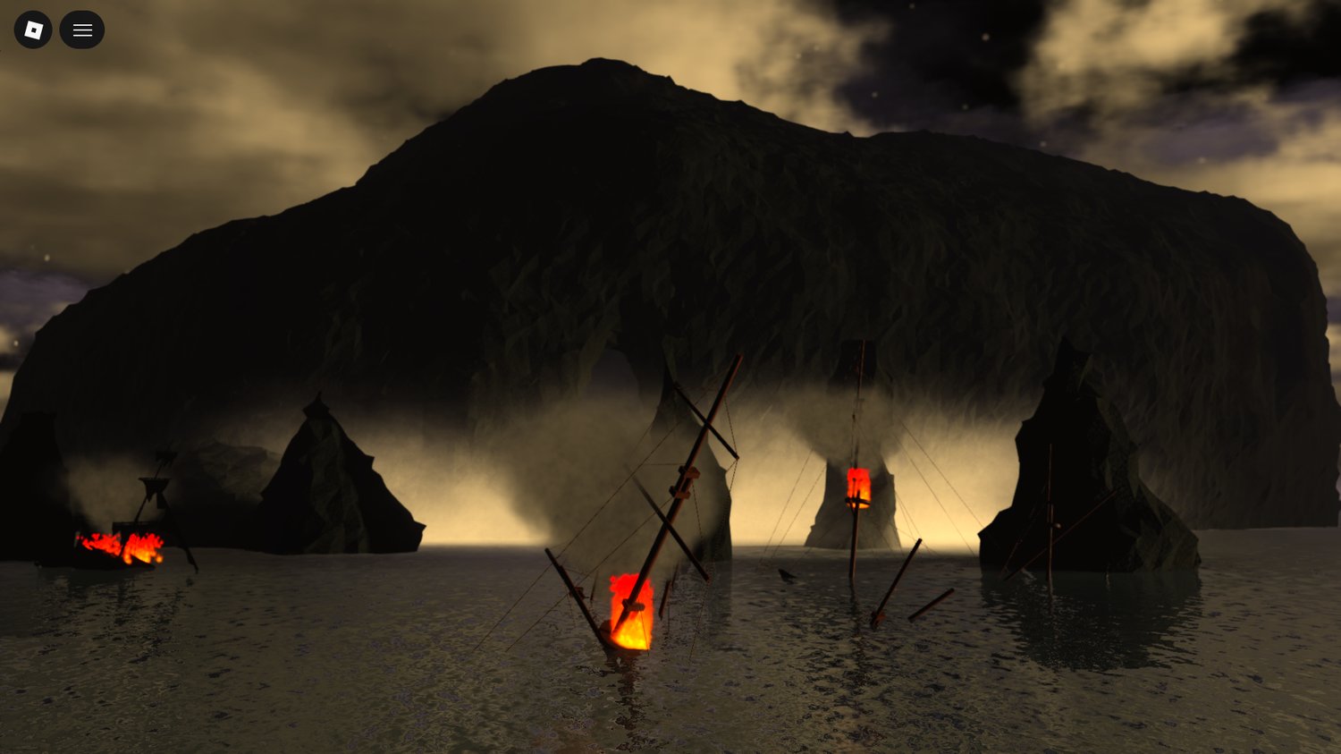Dark atmospheric coastal cave Roblox map