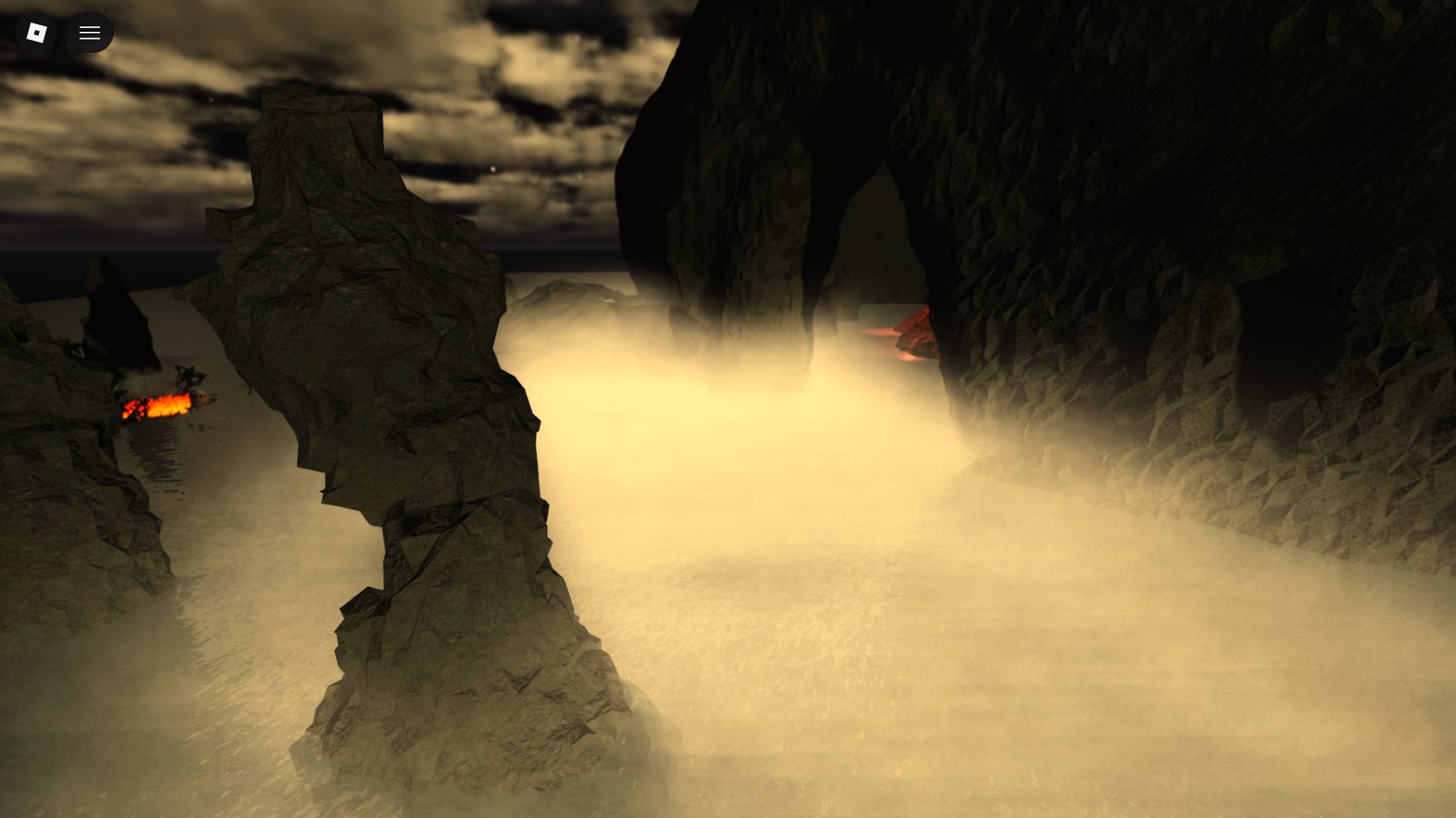 Roblox scary cave surrounded by ocean