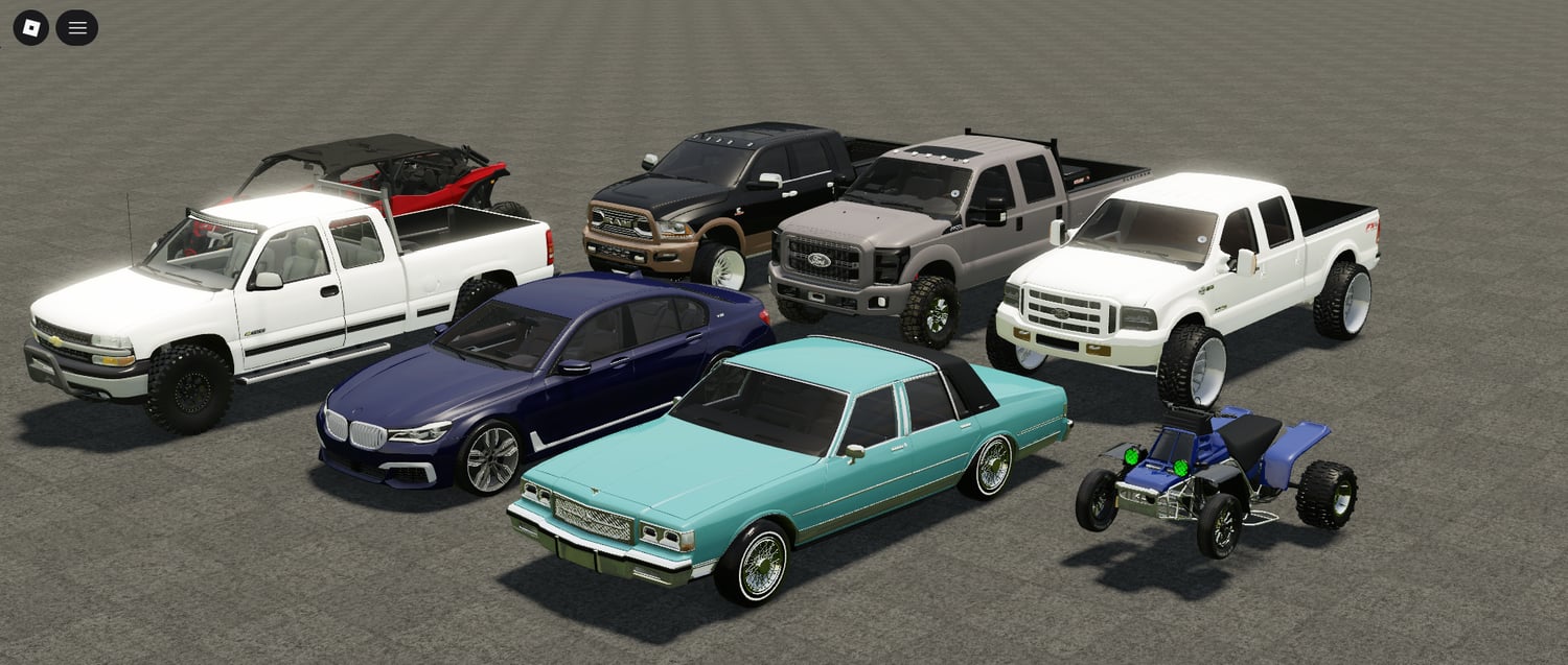 Eight car models included in Roblox vehicle bundle
