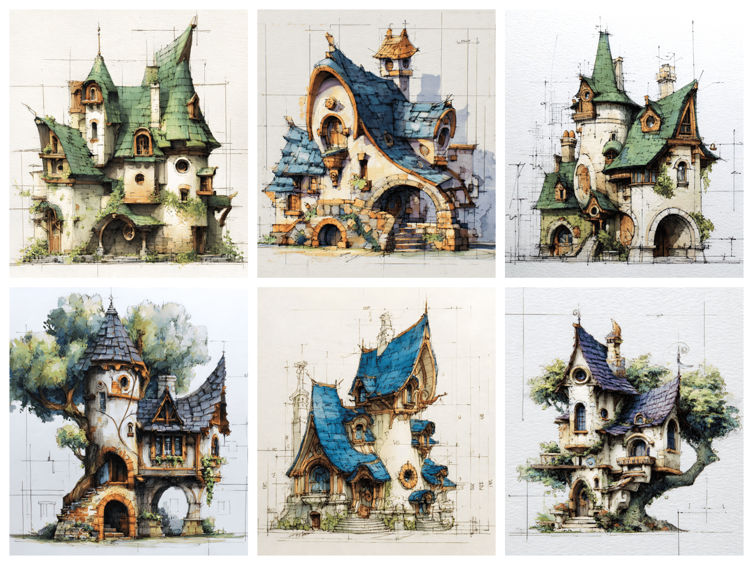 Fantasy Storybook Architecture – 45 Whimsical Architecture Mega Bundle ...