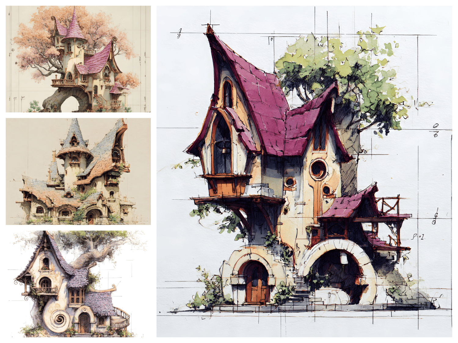Fantasy Storybook Architecture – 45 Whimsical Architecture Mega Bundle ...