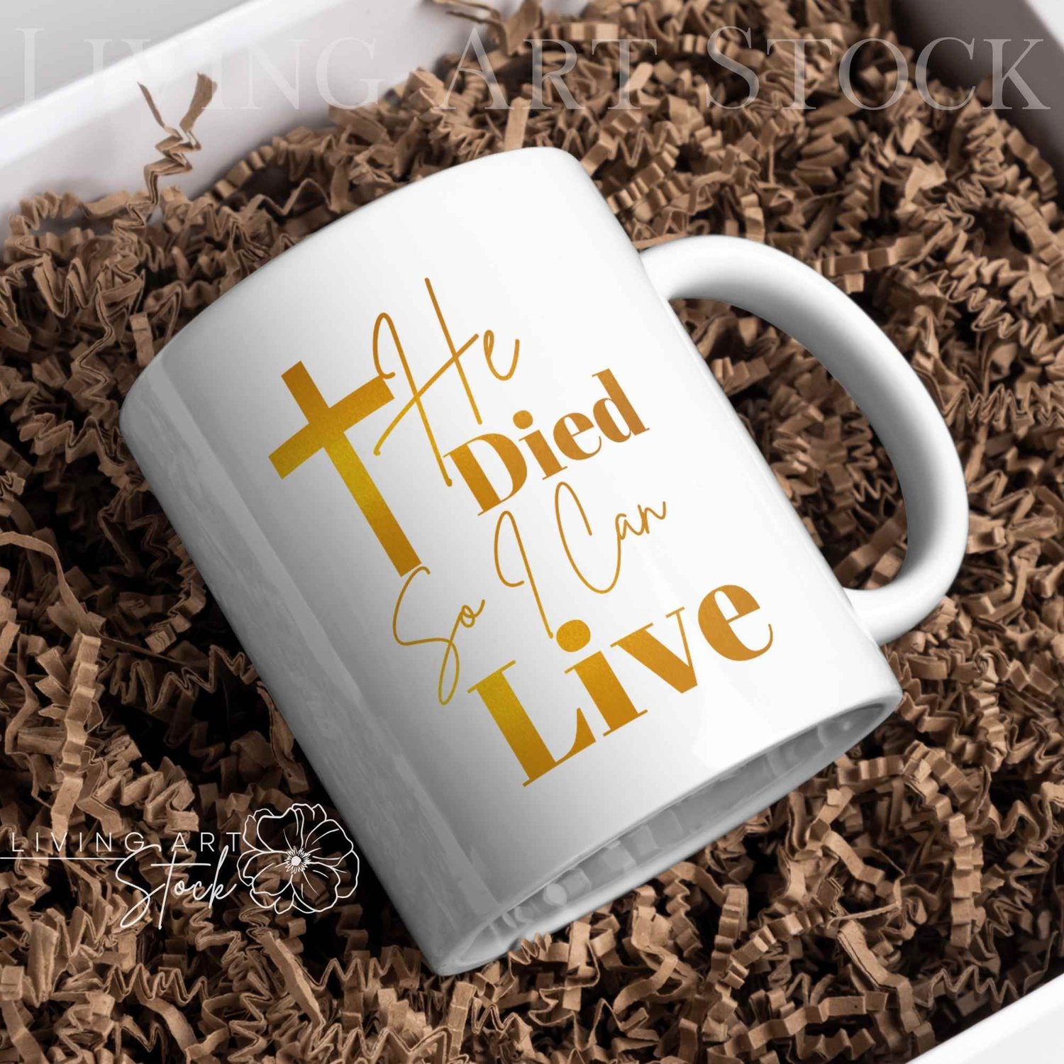 Gold Foil Christian mug design.