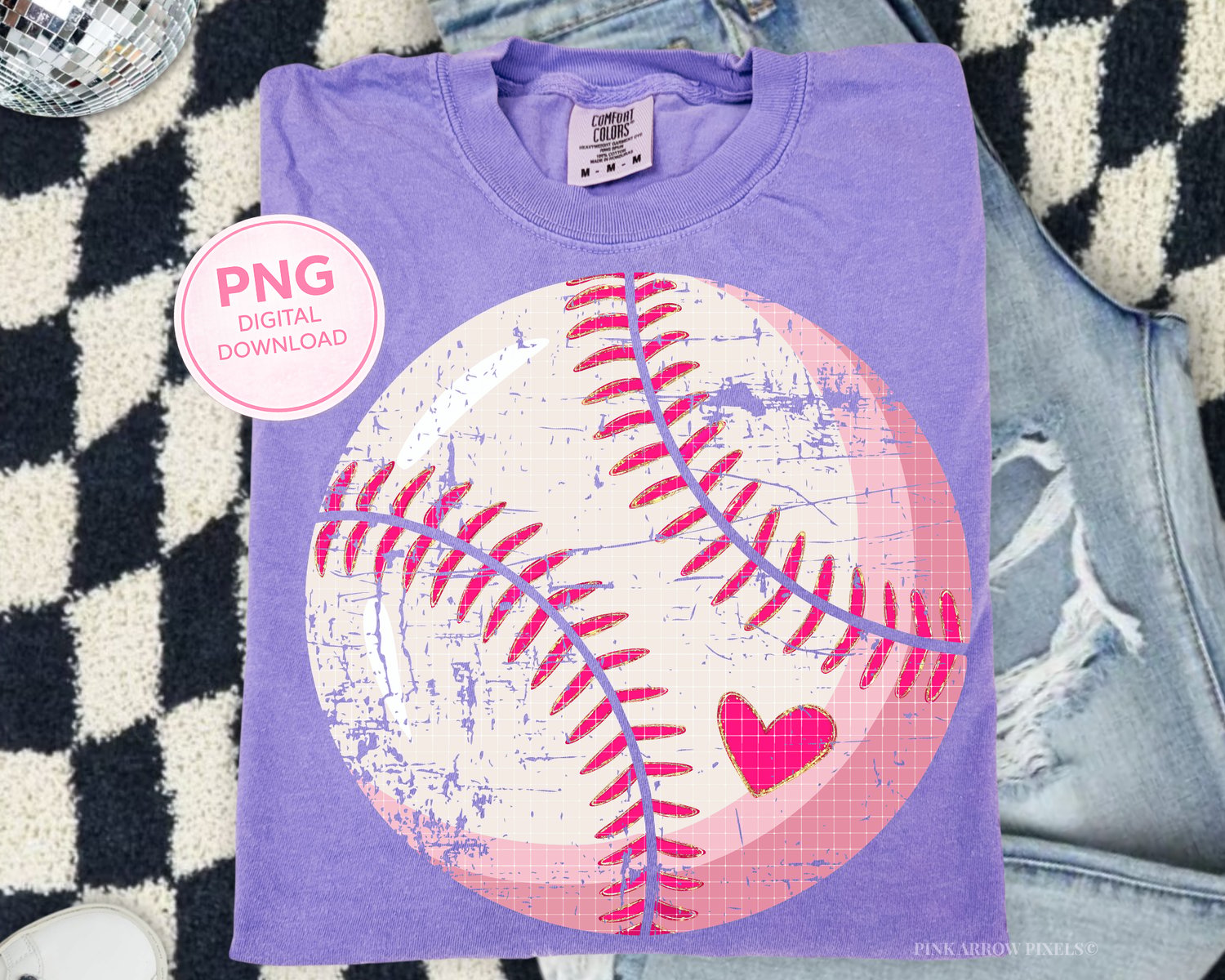 Pink Baseball Pattern Pink Baseball PNG – Girly Game Day Design - Payhip
