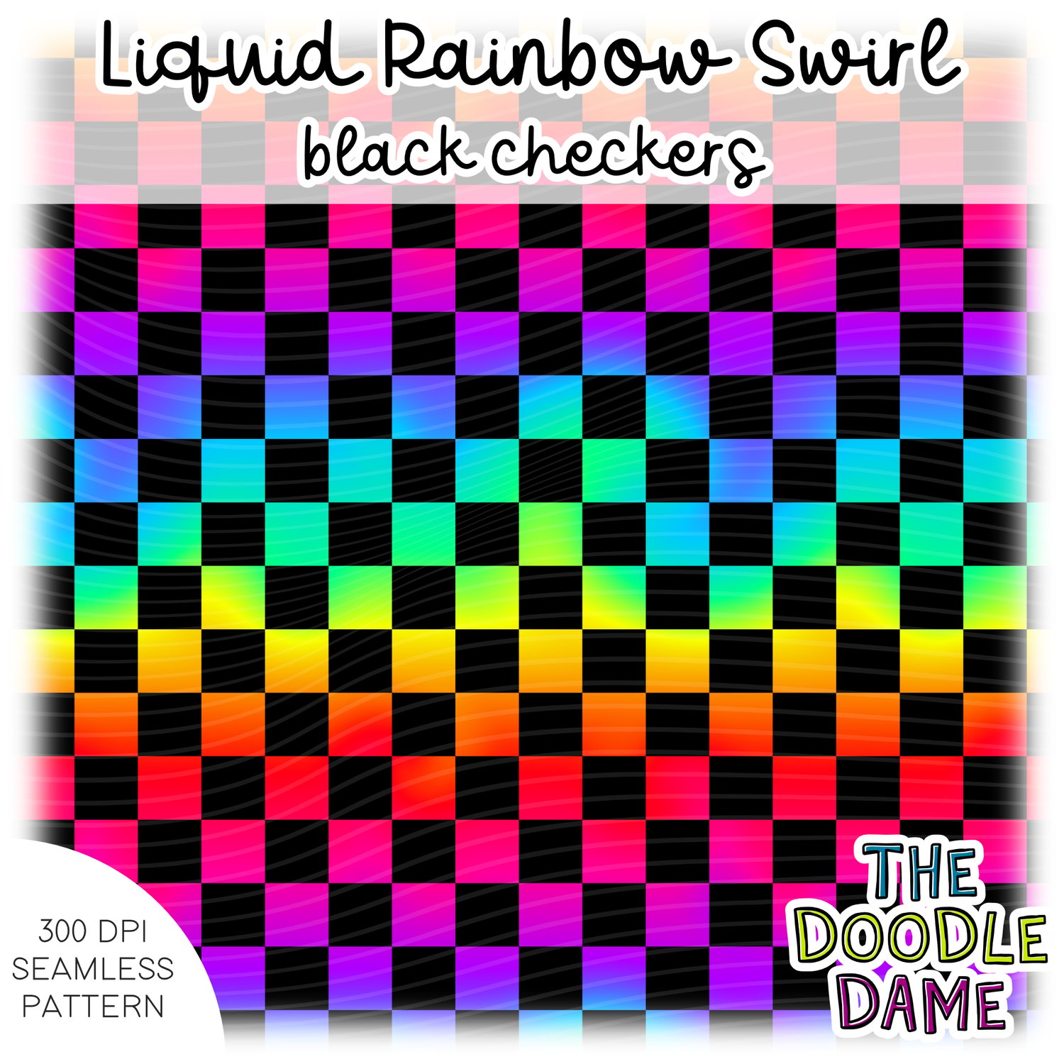Rainbow swirl checkers - seamless surface patterns