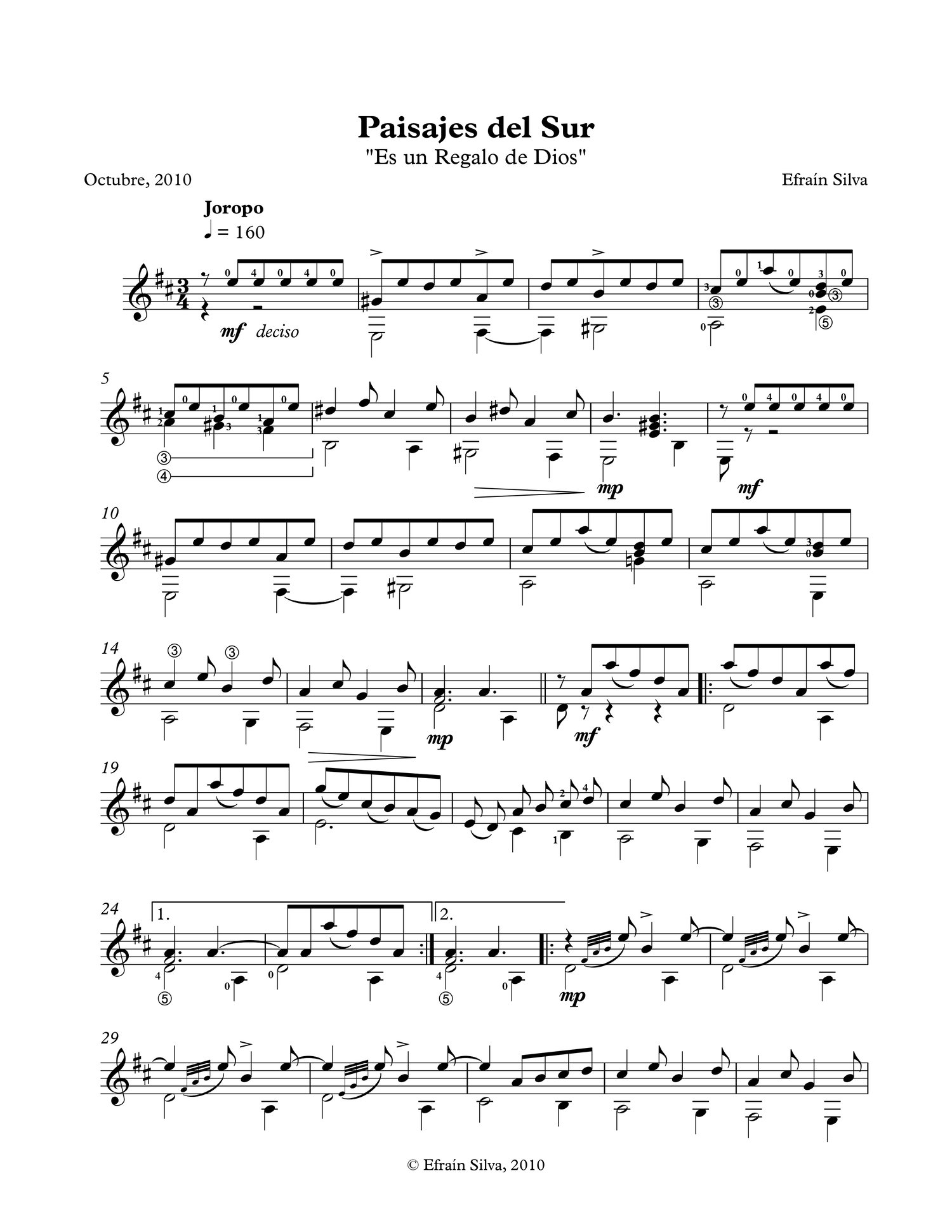 Paisajes del Sur, Efrain Silva, French Horn and Guitar, Corno Frances y Guitarra, Golpe Llanero, Diamante, Venezuelan Music, Chamber Music, Horn Repertoire, Sheet Music, Partituras Corno, Musica Venezolana, Paisajes del Sur, Efrain Silva, Solo Guitar, Gui