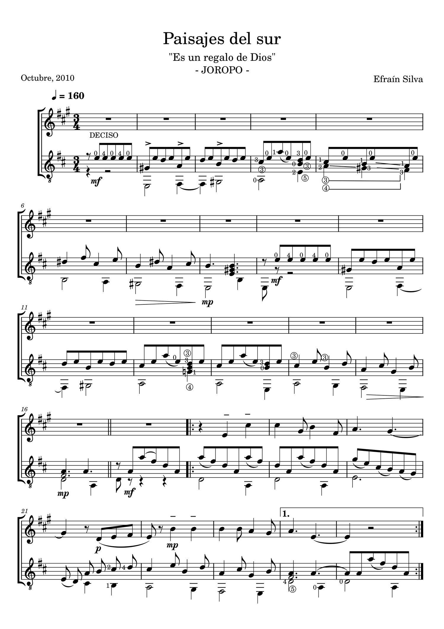 Paisajes del Sur, Efrain Silva, French Horn and Guitar, Corno Frances y Guitarra, Golpe Llanero, Diamante, Venezuelan Music, Chamber Music, Horn Repertoire, Sheet Music, Partituras Corno, Musica Venezolana, Paisajes del Sur, Efrain Silva, Solo Guitar, Gui