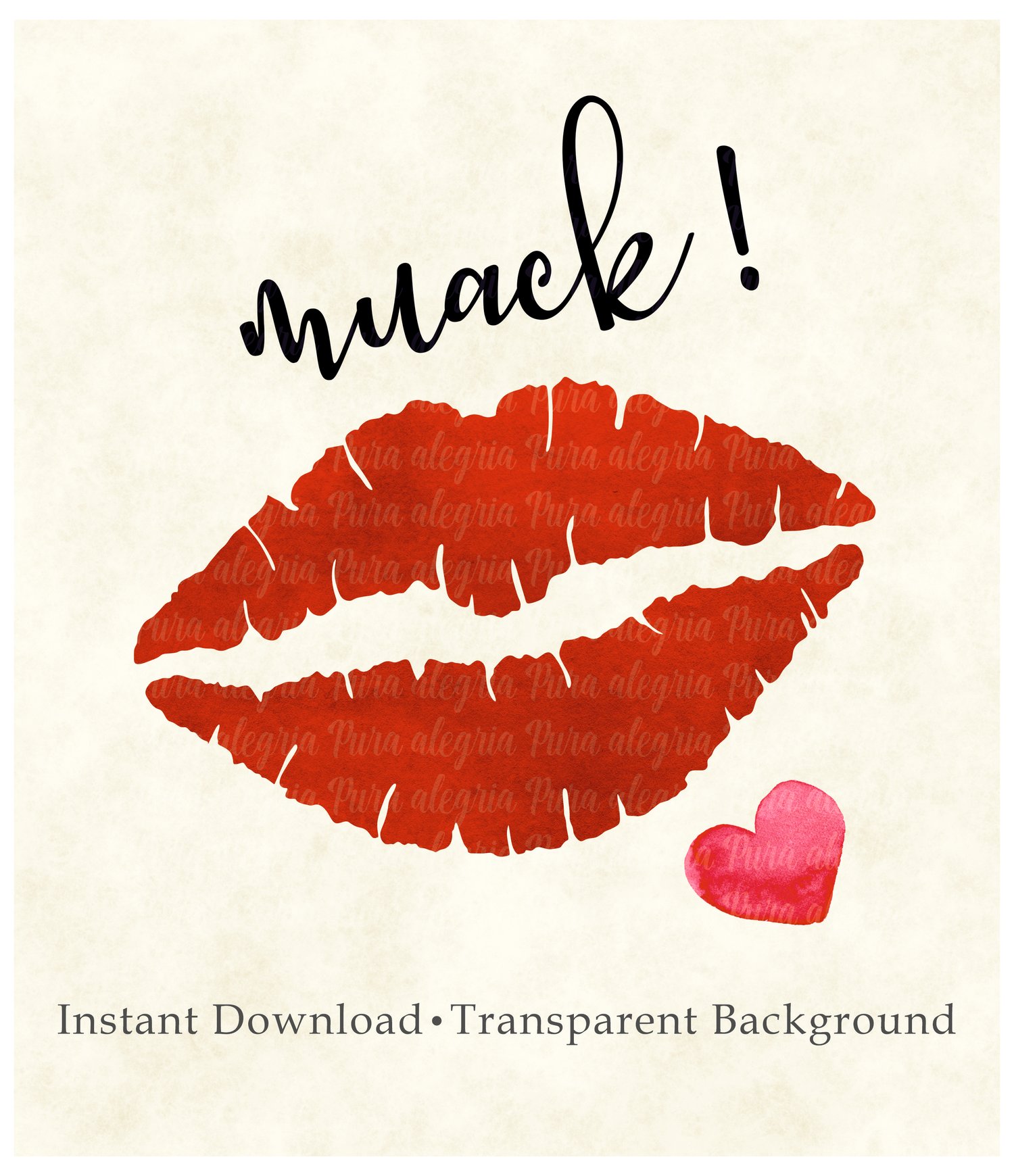 Muack Lips PNG – Kiss Design with Heart – Instant Download – For T ...