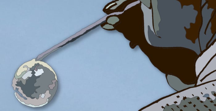 bubble blown through straw