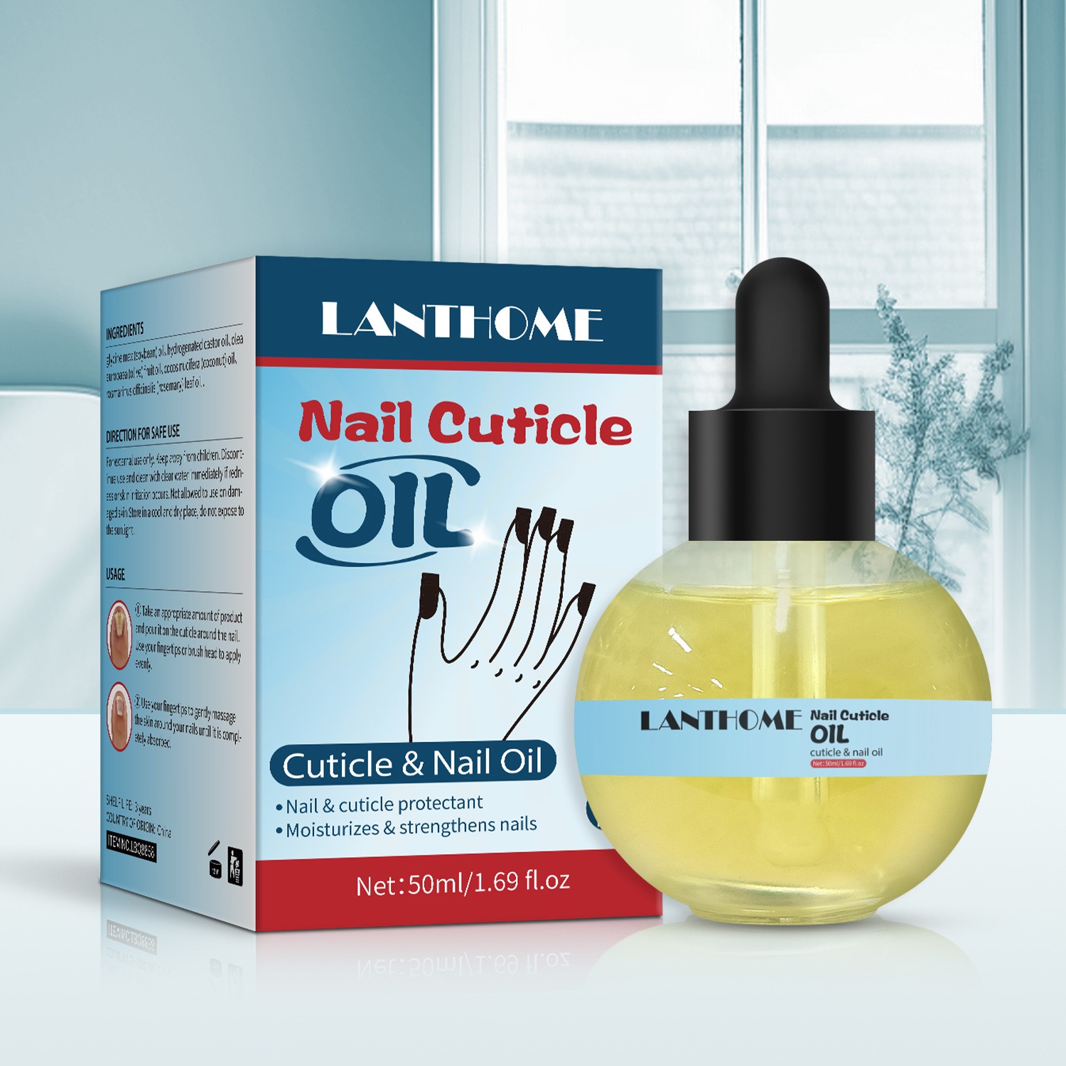 LANTHOME Nail Cuticle Oil 50ml for Healthy Nails and Soft Cuticles