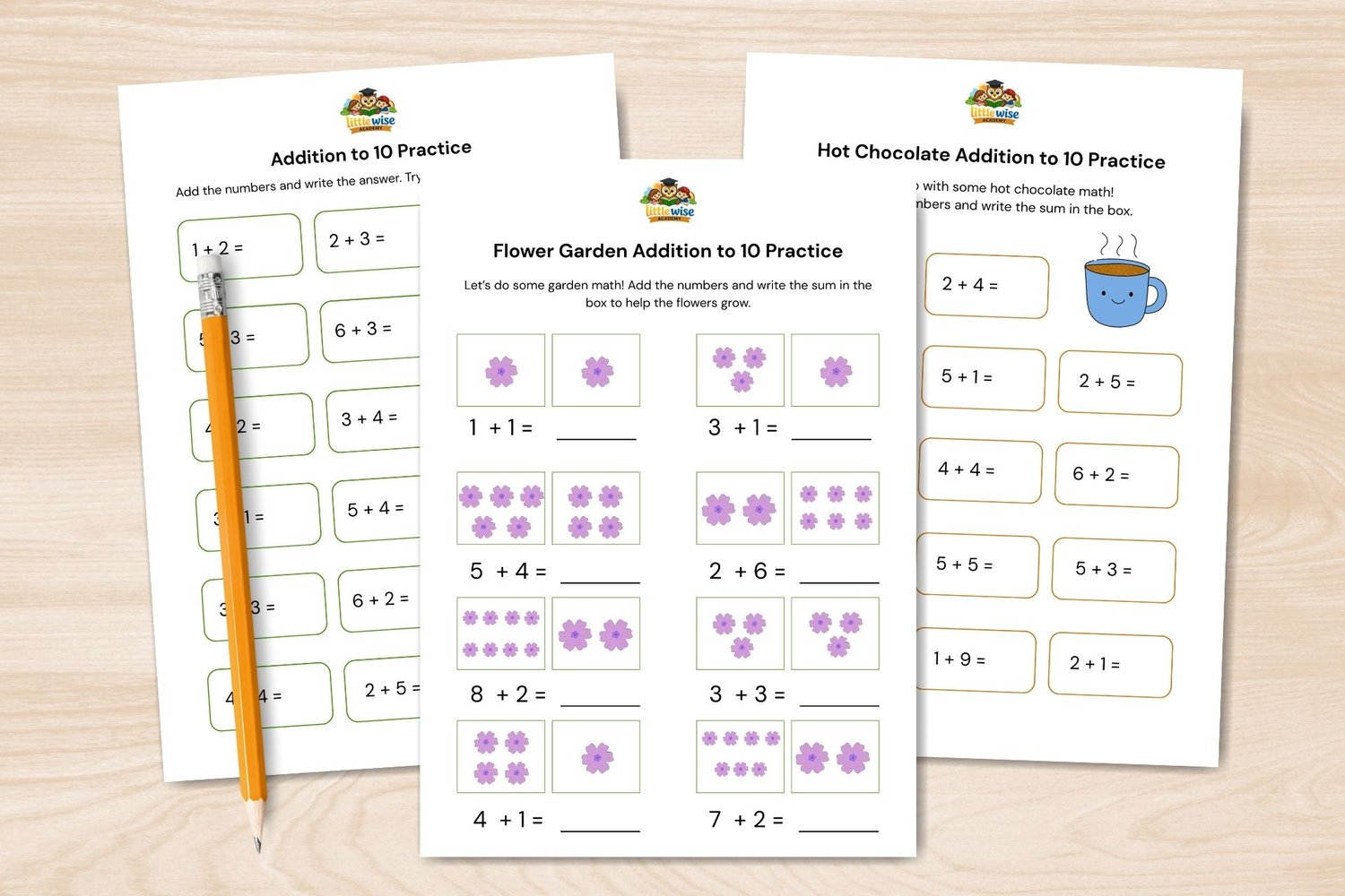 addition to 10 worksheets