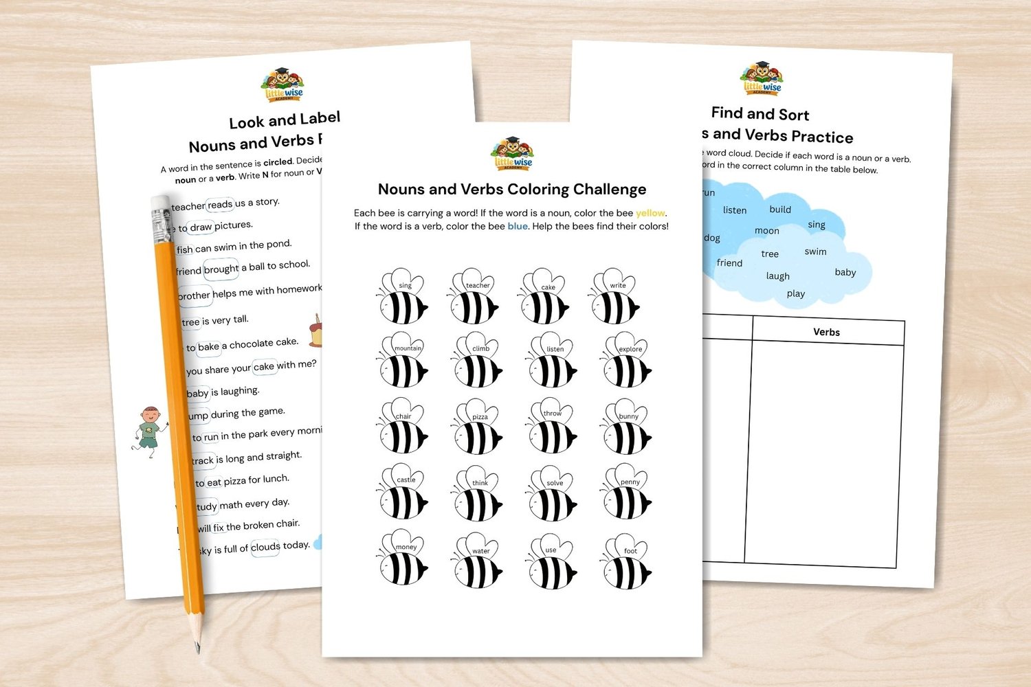 nouns and verbs worksheets