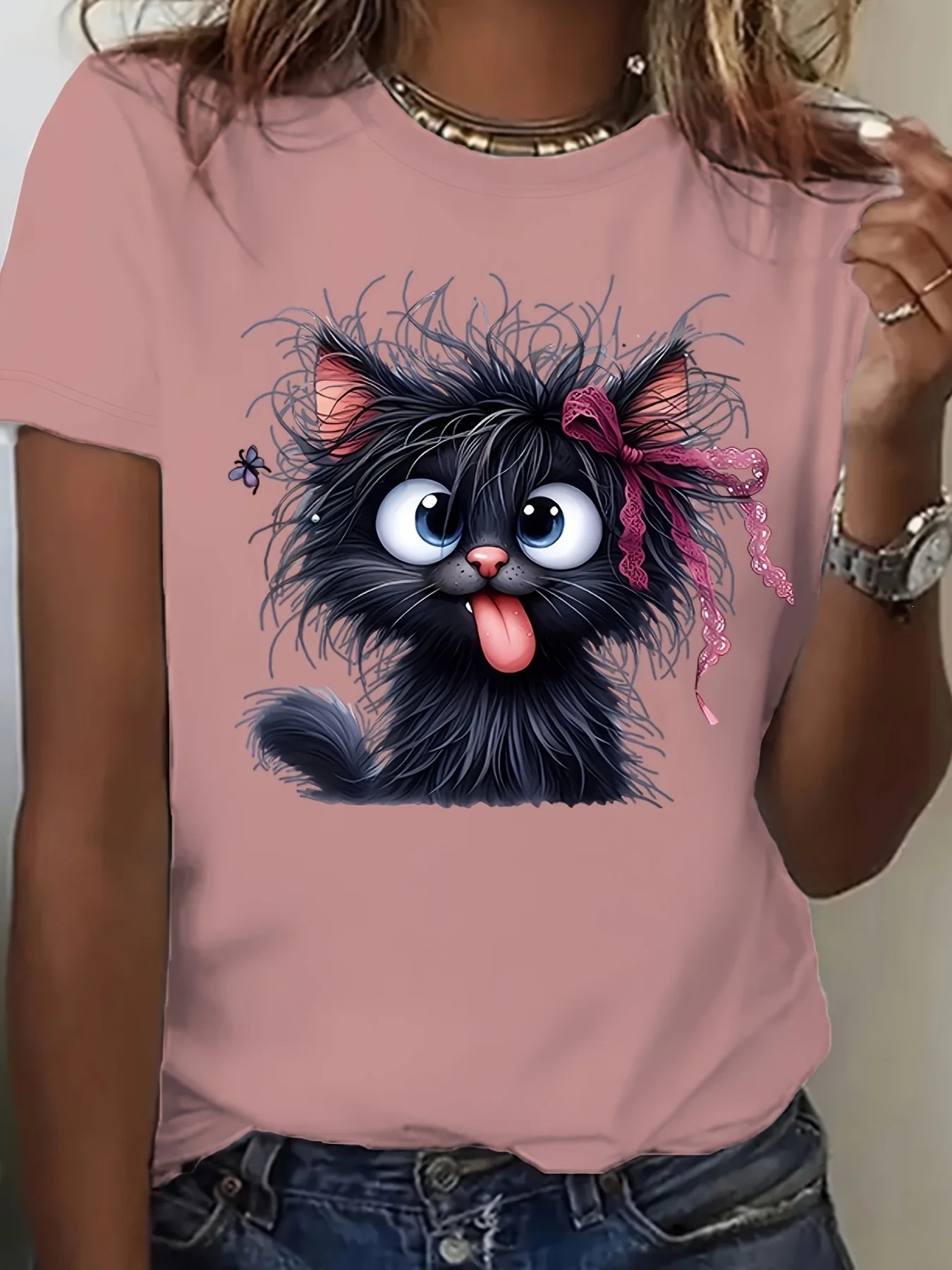 Cute animal graphic t-shirt women summer casual outfit