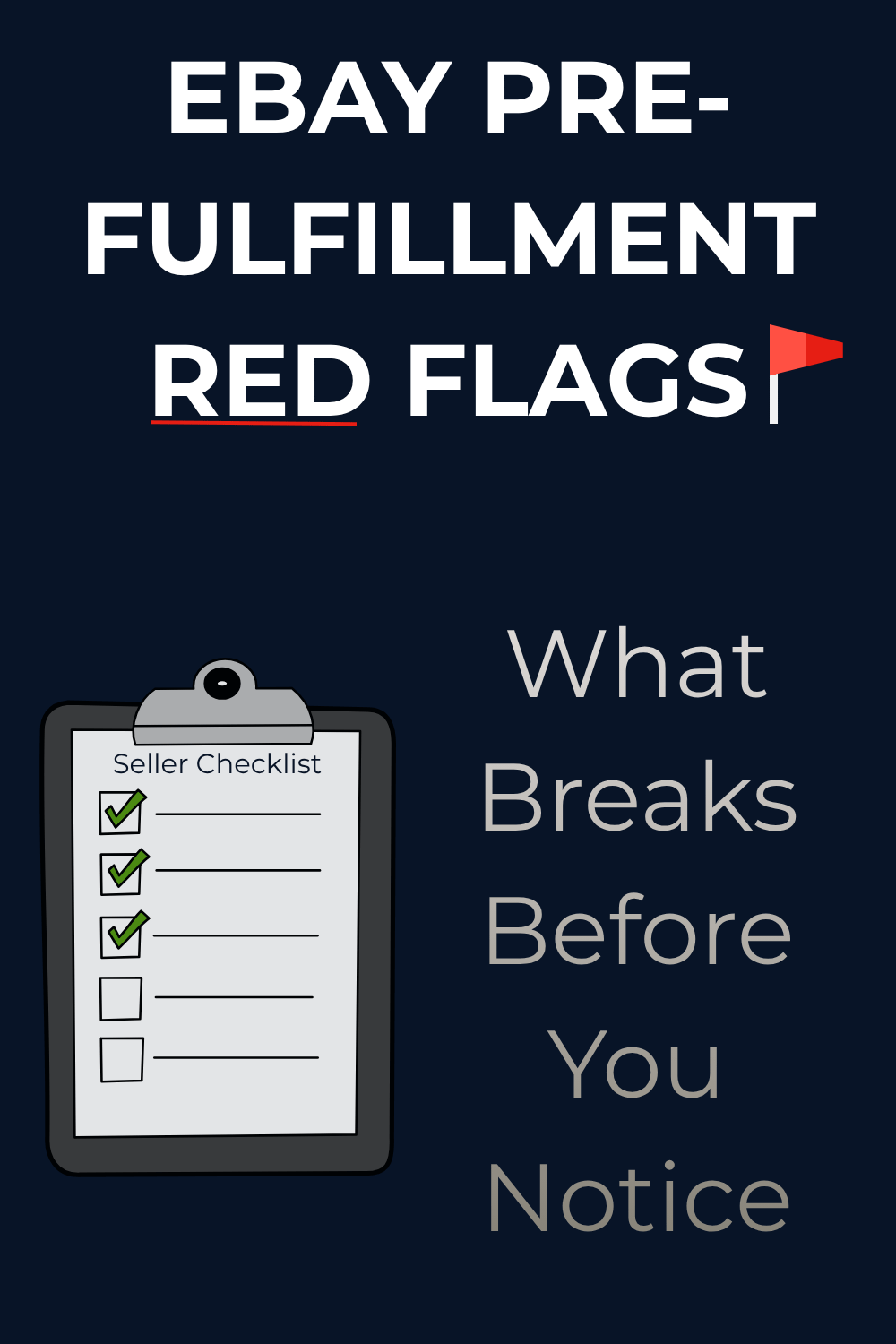 eBay pre-fulfillment red flags checklist showing common order verification mistakes before shipping