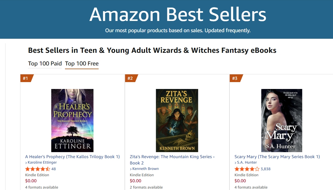 I made the top two with Zita's Revenge on the Amazon Best Sellers List. It'll be temporary, but exciting I made the list.