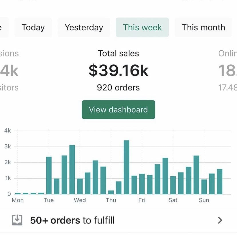students sales dashboard from selling digital products