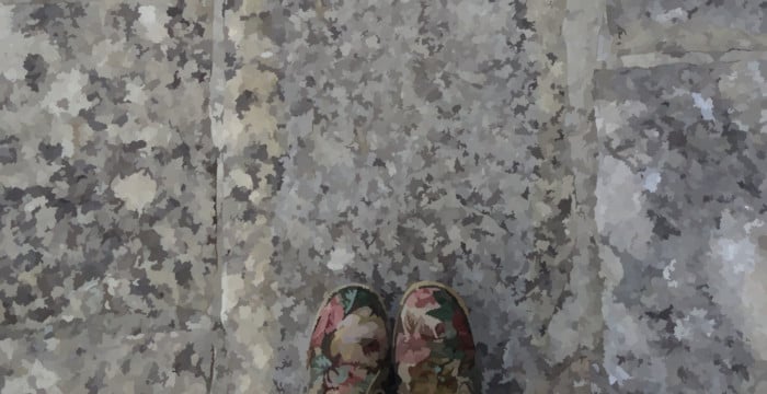 a pair of shoes alone from a distance