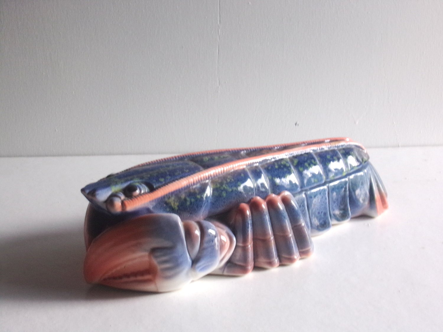 large lobster faience dish by michel caugant